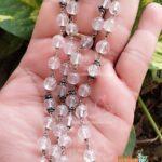 54+1 Spathic Beads Mala in Silver With Silver Caps – Premium Quality