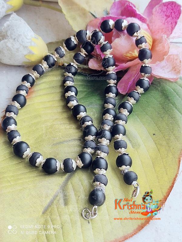 Shaligram Tulsi Silver Cap Mala