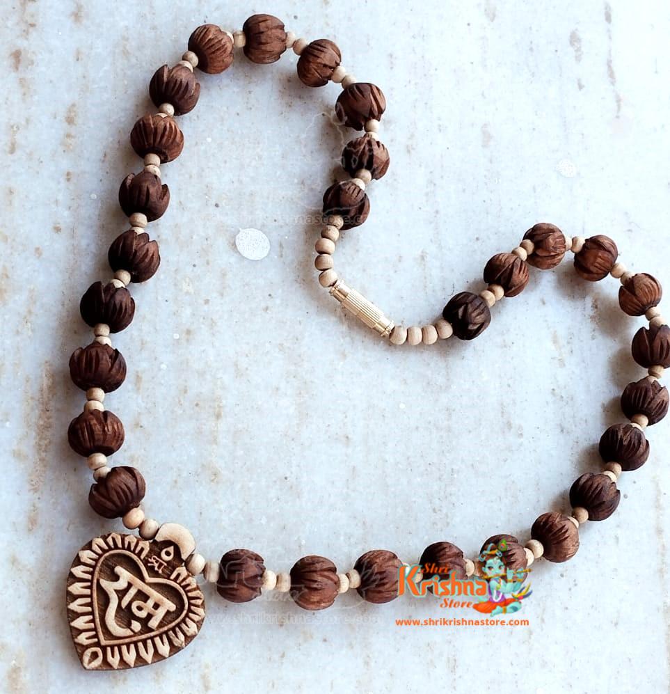 Shri Ram Tulsi Locket With Lotus Tulsi Beads Kanthi Mala