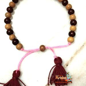 Red And White Pure Sandalwood Chandan Bracelet-27 Beads