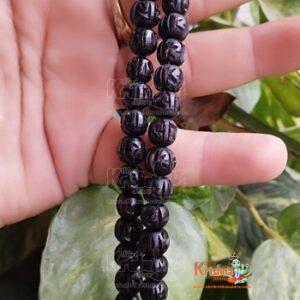Radha Carved Black Shyma Tulsi Beads Mala For Wear And Japa Both Purpose