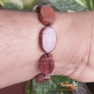 Red And White Pure Sandalwood Chandan Bracelet-27 Beads