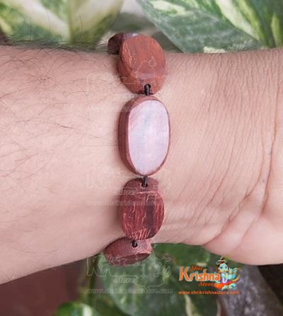Red And White Pure Sandalwood Chandan Bracelet-27 Beads