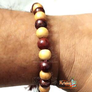 Red And White Pure Sandalwood Chandan Bracelet- 27+1 Beads