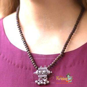 Tulsi Kanthi Mala With Silver Narasimhadev Kavacha Pendent