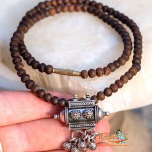 Tulsi Kanthi Mala With Silver Narasimhadev Kavacha Pendent