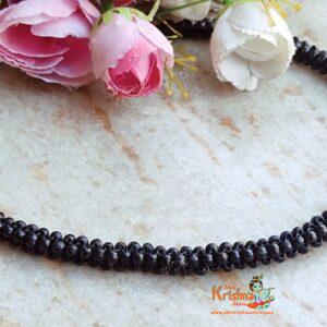 Twisted Tulsi Beads One Round Black Kanthi Mala