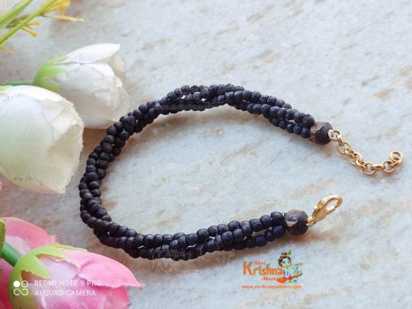 Triple Layer Black Shyama Tulsi Bracelet Handmade Design