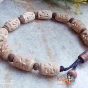 Krishna Carving Tulsi Beads Bracelet