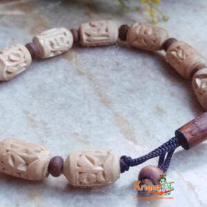 Krishna Carving Tulsi Beads Bracelet