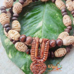 Krishna Tilak Stamp Locket With Radha Carved Beads Mala