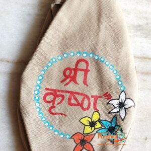 Hand painted Shri Krishna Japa Bead Bag / Cotton Gomukhi - Premium