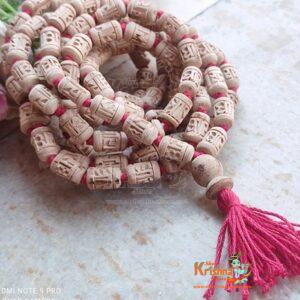 Radha Carved Shyama Tulsi Japa Beads Mala with Red Tassel