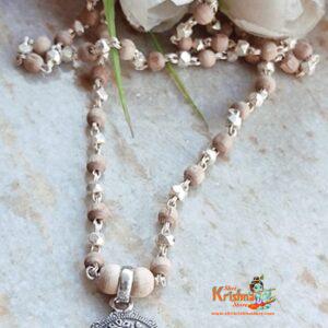 Pure Silver Radha Krishna Tulsi Locket Mala