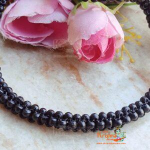 Twisted Tulsi Beads One Round Black Kanthi Mala