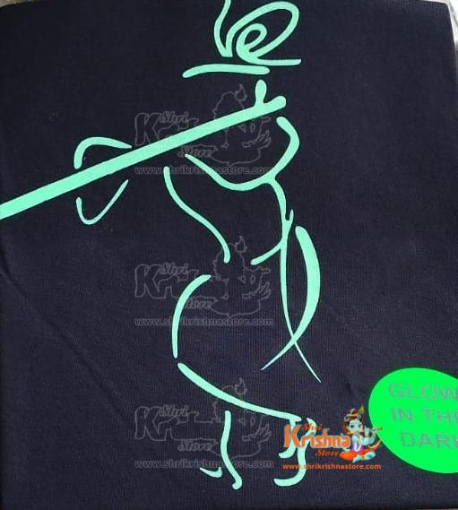 HS PRINT Glow and Dark Krishna Black Cotton T-shart