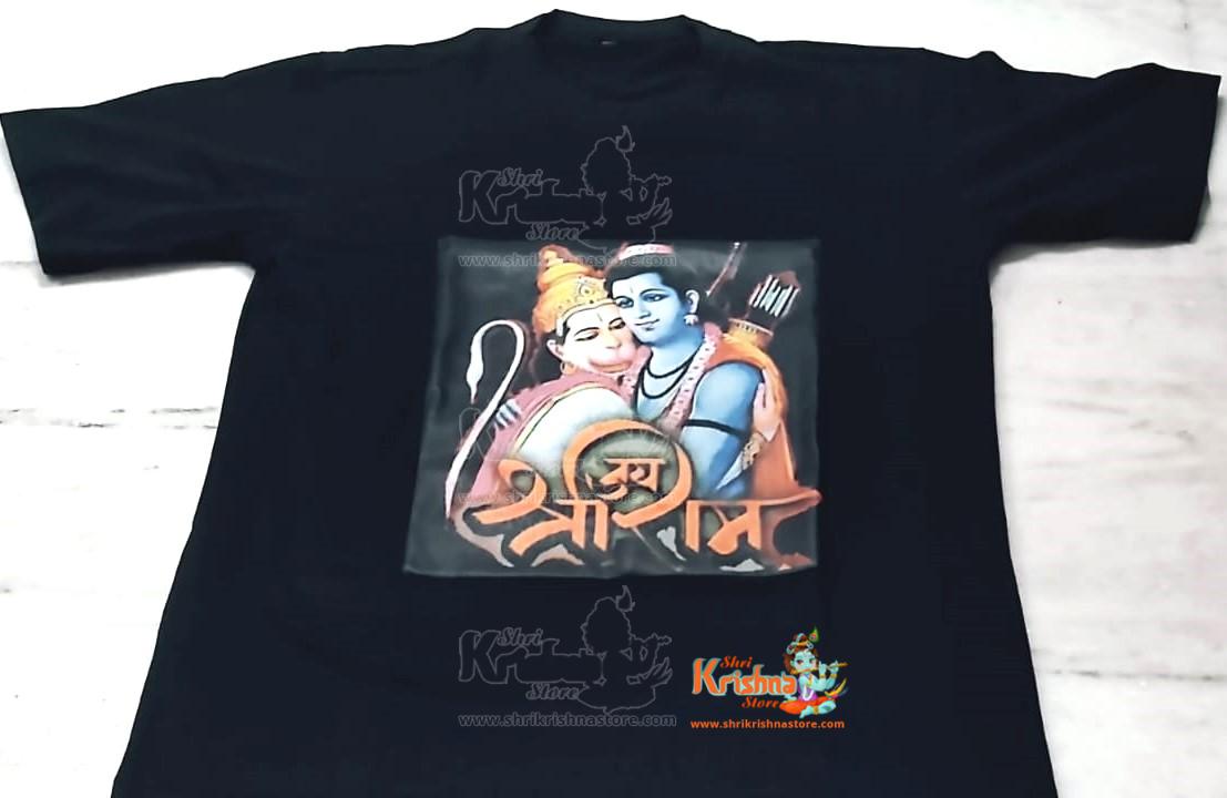 Shri Ram, Hanuman ji Milan Cotton T Shirt – Super quality