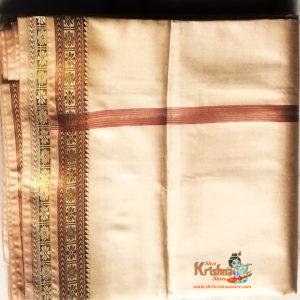 Ganga Jamuna Border Cream Silk Dhoti Set