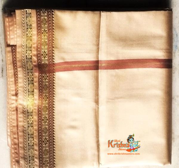 Ganga Jamuna Border Cream Silk Dhoti Set