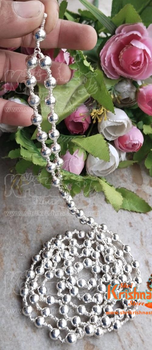 108 Silver Round Beads Japa Mala For Wear And Japa