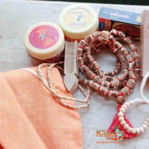 Japa Mala Set-Kanthi Mala,Chandan,Jholi,Tilak Stamp,Radhakund Tilak, And Vrindavan Raj