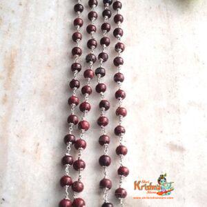 Original Red Sandalwood Mala In Silver With 108 Beads