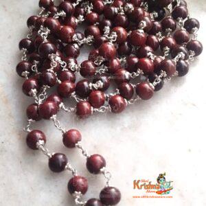 Original Red Sandalwood Mala In Silver With 108 Beads