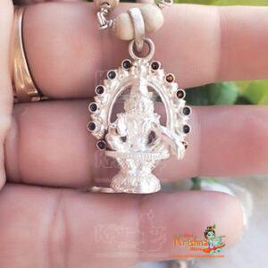 God Ayyappa swamy silver Pendant 108 Tulsi Mala in (92.5 ) Sterling Silver