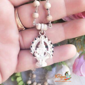 God Ayyappa Swamy Silver Pendant with 108 Tulsi Mala in 92.5 Sterling Silver