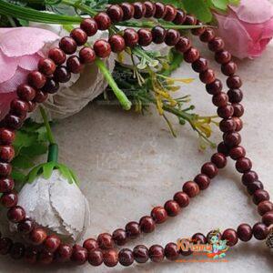 Round Beads Pure Red Chandan (54 Beads) Mala for Man and Women