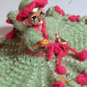 Bottle Gourd Green and Red Color woolen dress for little Gopal