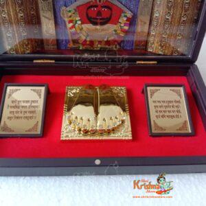 Brass Blessing Gold Plated Lord SALASAR Balaji Pocket Temple - an Unique Collection - Puja Worship Home Decor