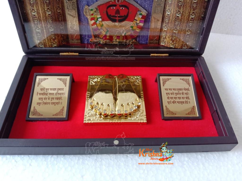 Brass Blessing Gold Plated Lord SALASAR Balaji Pocket Temple - an Unique Collection - Puja Worship Home Decor