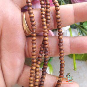 Iskcon Super Fine Shyama Brown Natural Original Tulsi Beads 3 Round Kanthi Mala – Premium
