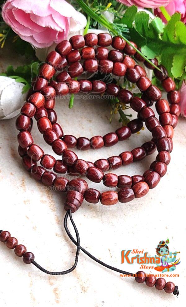 Barrel Beads Pure Red Chandan (108+1 Beads) Japa Mala for Jap