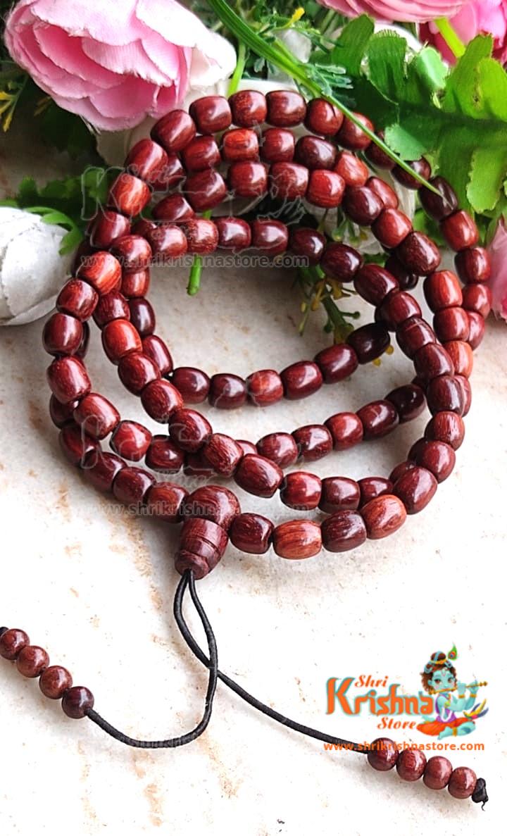 Barrel Beads Pure Red Chandan (108+1 Beads) Japa Mala for Jap and wear