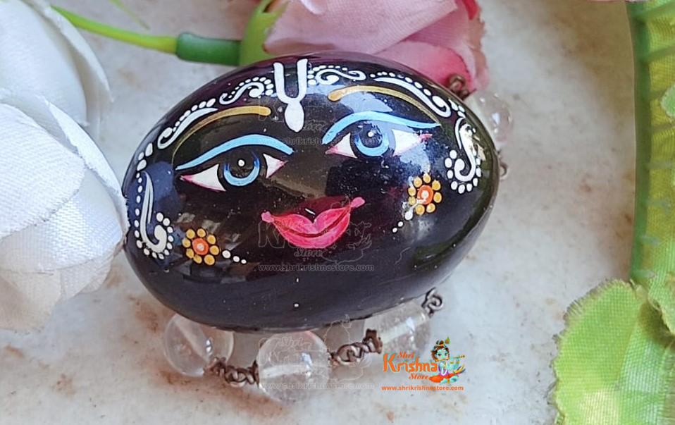 Decorated Shaligram, Painted Krishna Shaligram
