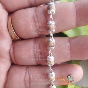 Silver Kanthi Neck Tulsi Mala With Silver Capping Design