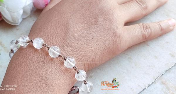 Sphatik Bracelet With Silver Caps & Hook – Shri Krishna Store