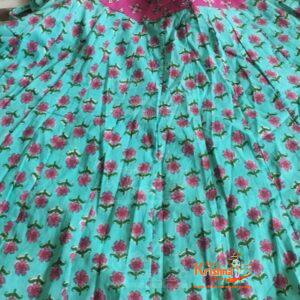Sky Blue Cotton Flower Designer Gopi Dress Outfit Buy Online Vrindavan