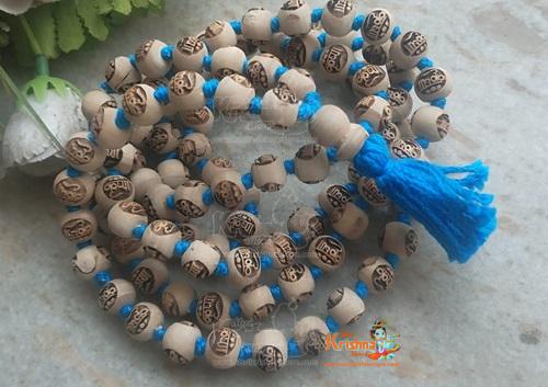Krishna Naam Carving Tulsi Beads Mala
