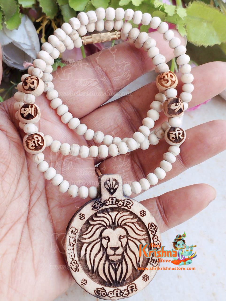 Shri Narasimha Dev Pure Tulsi Locket Mala with Om Shri Hari Mahamantra – Premium