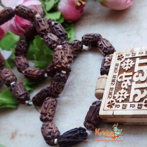 Shri Radha Naam Pure Tulsi Mala With Radha Carved Tulsi Beads