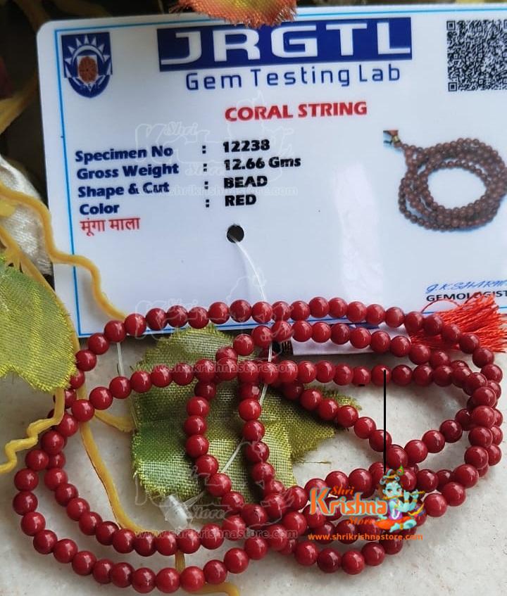 Certified Original Moonga Red Coral Mala in 8mm Bead Size and 108 +1 Beads