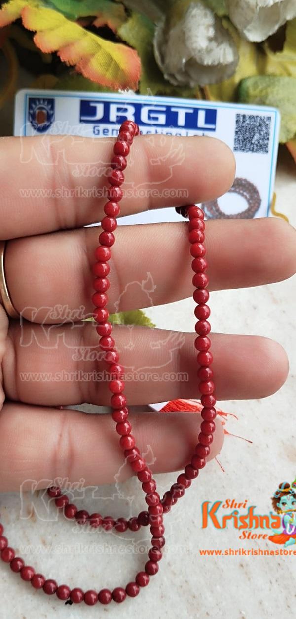 Certified Original Moonga Red Coral Mala in 8mm Bead Size and 108 +1 Beads