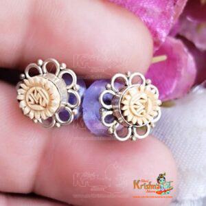 Handmade Radha Carved Silver Tulsi Studs – Premium / Classic