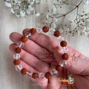 Rudraksha Sphatik Clear Quartz Bracelet - Rudraksha Beaded Bracelet - Unisex