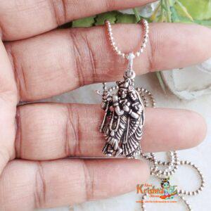 Radha krishna Silver Locket with Silver Chain Mala