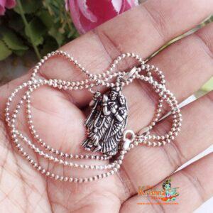 Radha krishna Silver Locket with Silver Chain Mala
