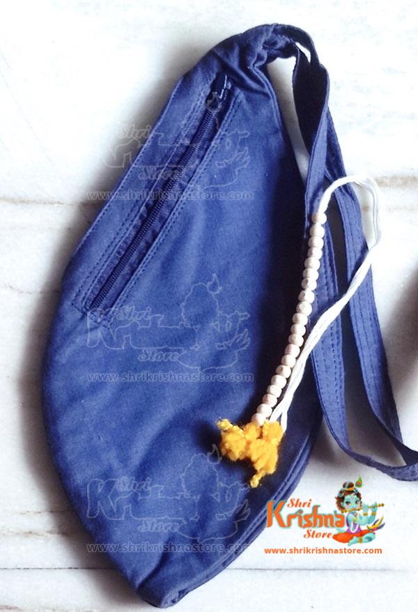 Blue Colour Khadi Cotton Japa Bead Mala Bag